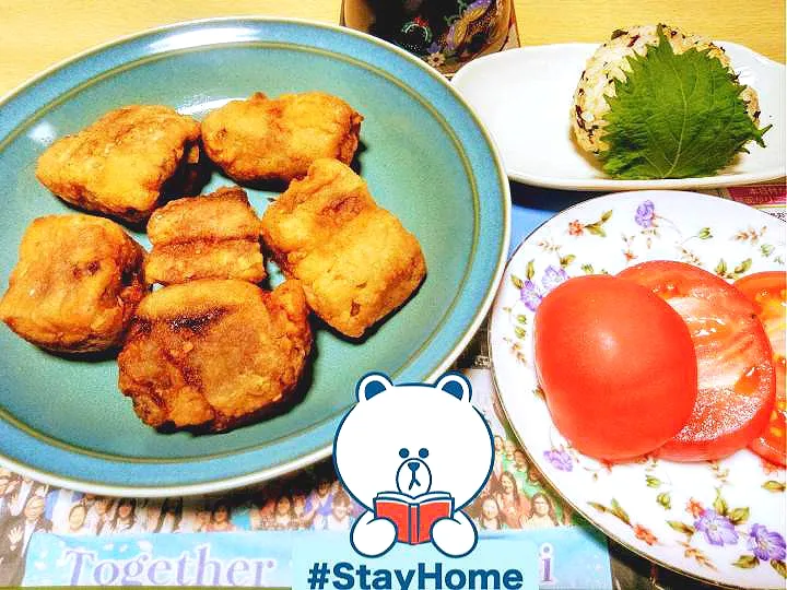 今日のご飯。🌳
鯨ではなく、鮪🐟の竜田揚げ。|りささん