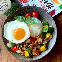ガパオライス ~肉の日に大豆ミート