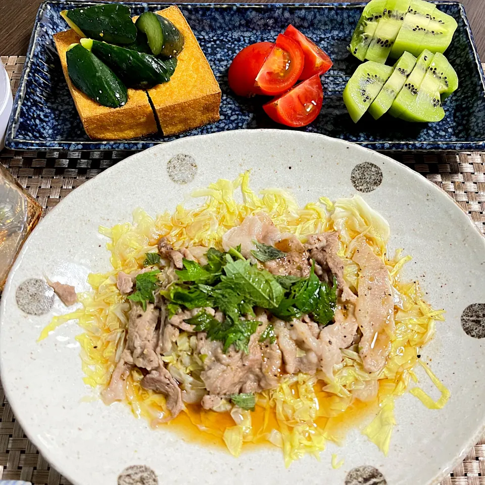 5/29晩ご飯：豚キャベツのレンジ蒸し|ななみんさん