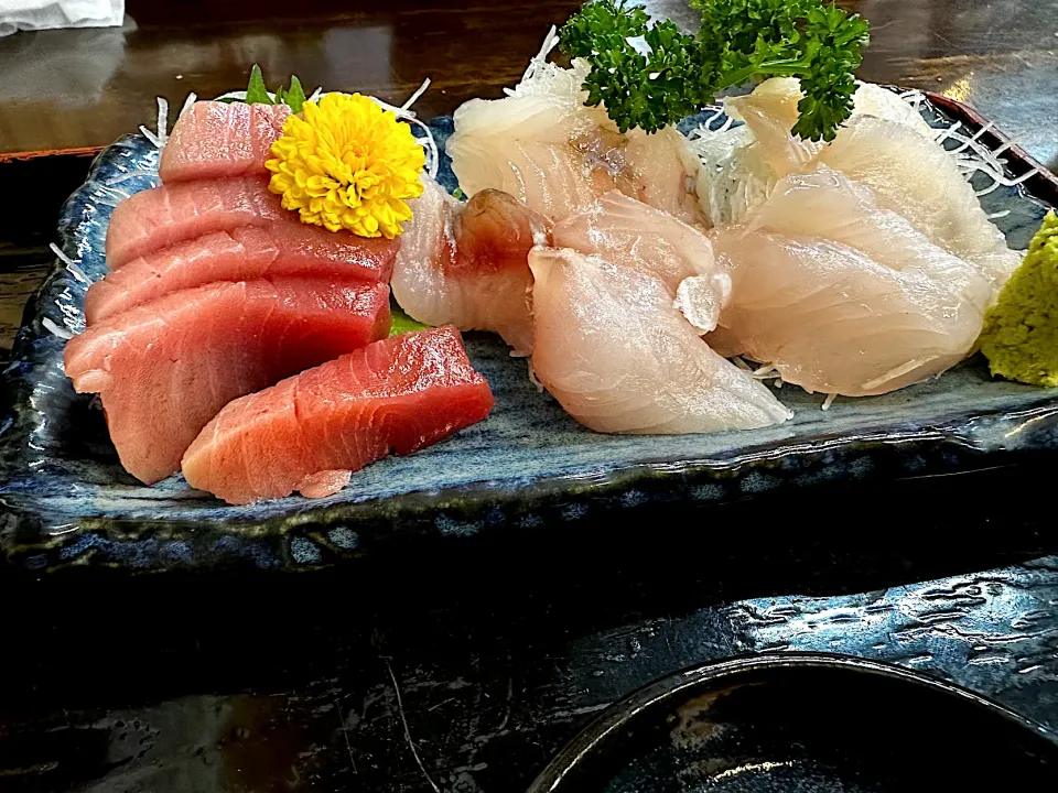 お刺身定食　生まぐろ　ほうぼう　まとうだい|マハロ菊池さん