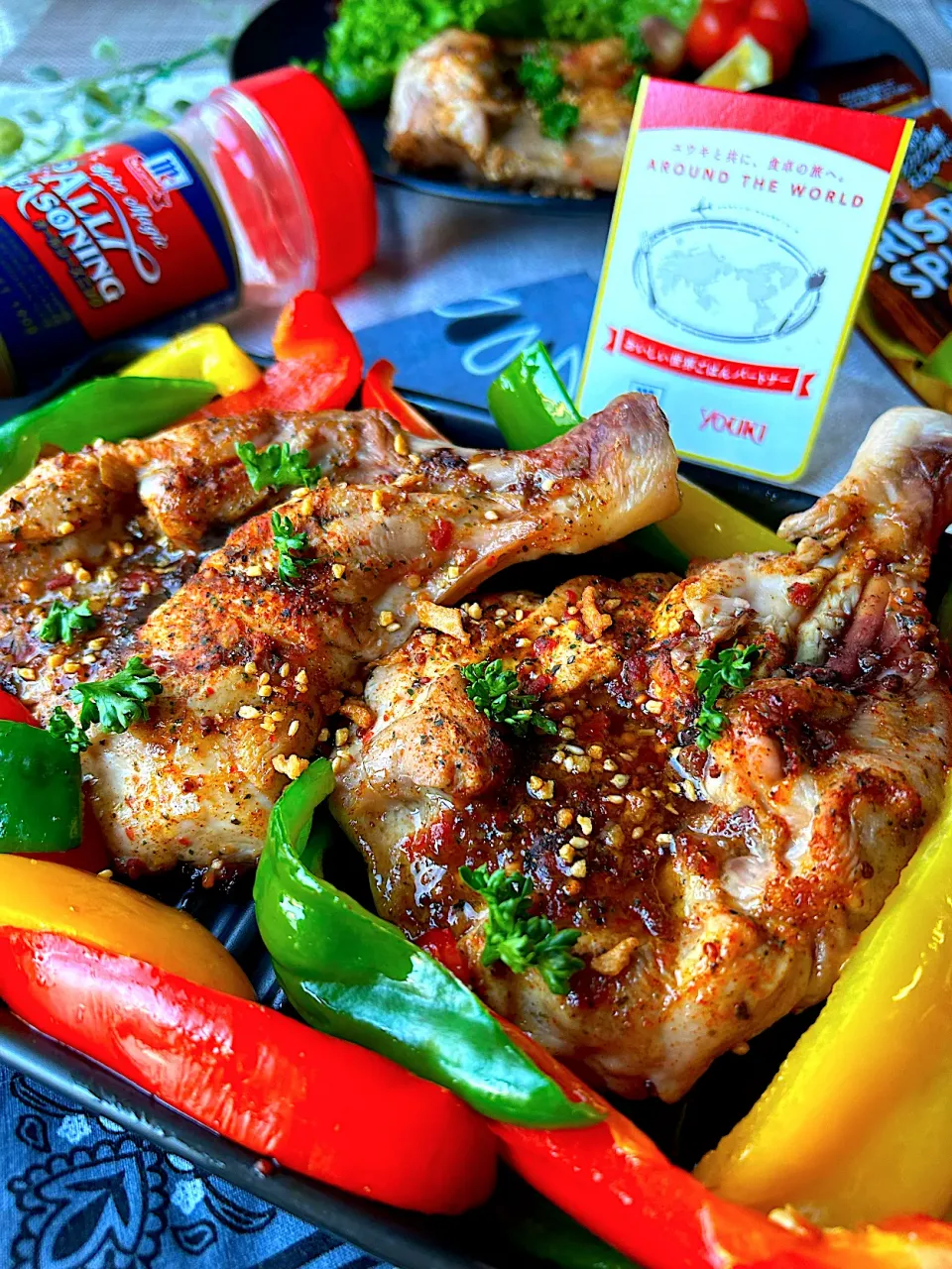 【ユウキ食品さん💗おいしい世界ごはんパートナー】 スパイシー骨付きチキンのグリル🍖🍗|まなまな♡さん