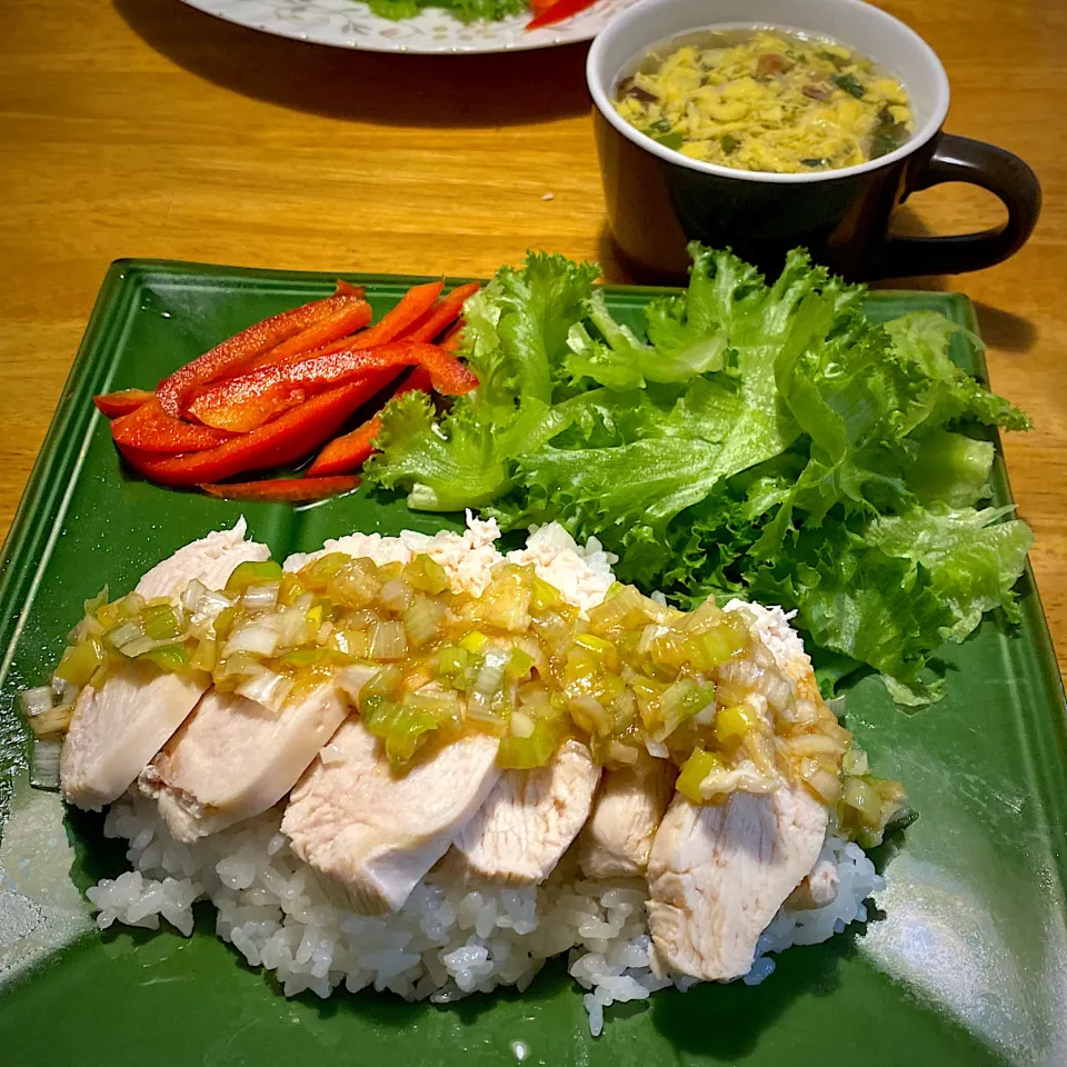 カオマンガイと、たまごスープ🍲|もえさん