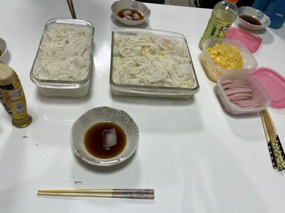 晩御飯☆素麺☆ハム☆卵|Saharaさん