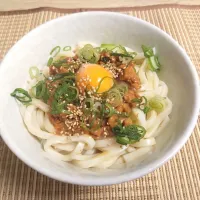 Snapdishの料理写真:大豆の万能肉みそで釜たま肉みそうどん|なおさん