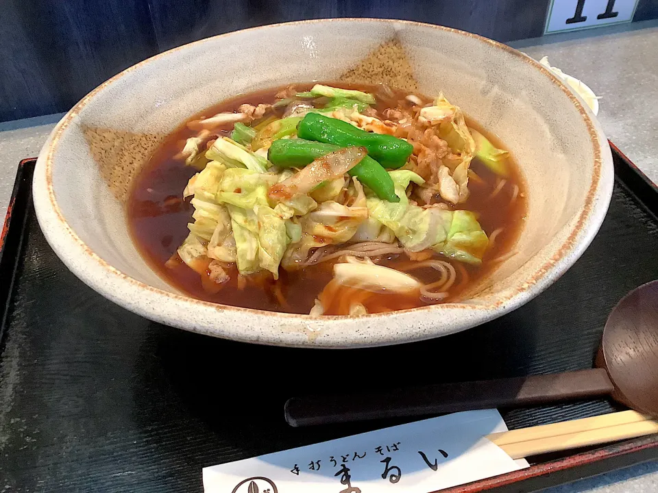 まるいさんの肉味噌野菜そば😋|アライさんさん