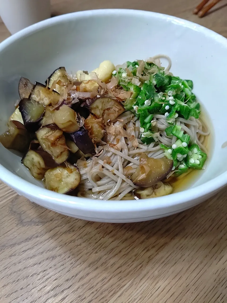 茄子とオクラの冷やし蕎麦|ゆーさん