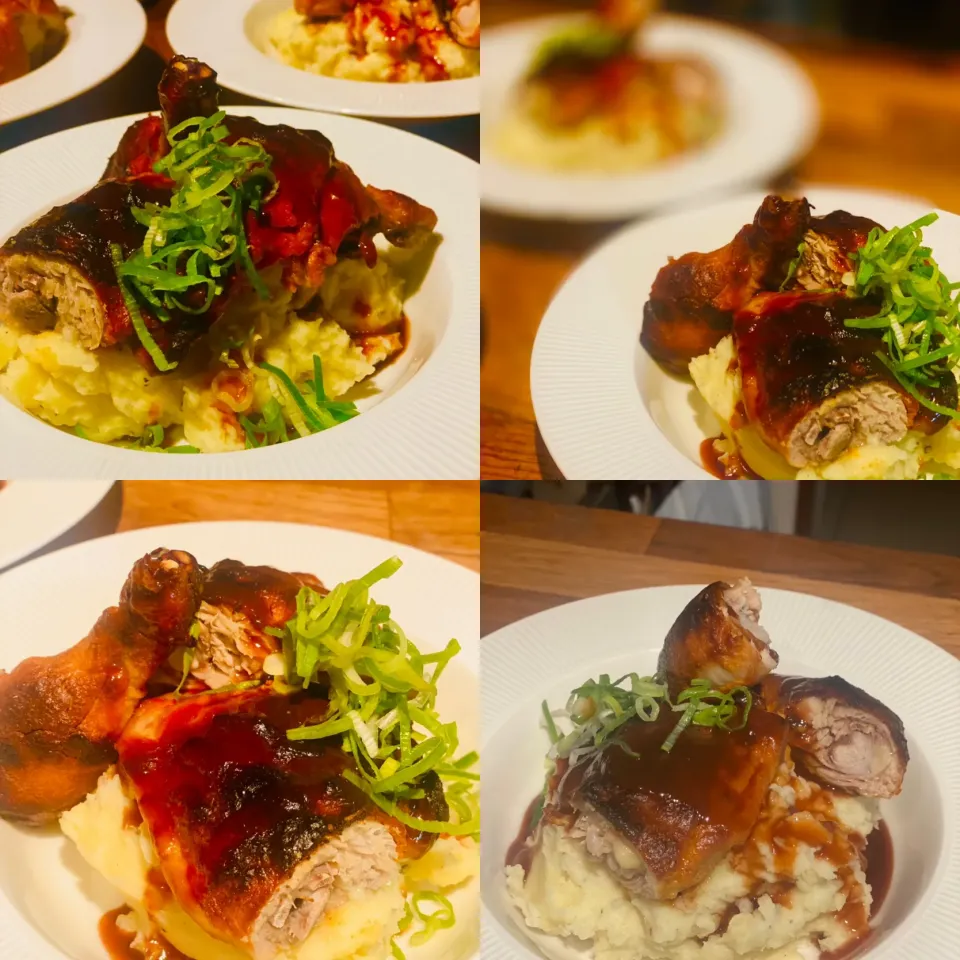 Dinner ! Dinner ! 
Roast BBQ Chicken with Garlic & Herb Sauce with Mash Potatoes 
#mashpotatoes #chicken #homecooking 
#chefemanuel|Emanuel Hayashiさん