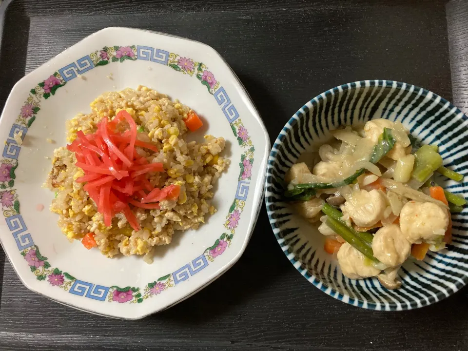 今晩は炒飯と野菜炒め|まちゃさん