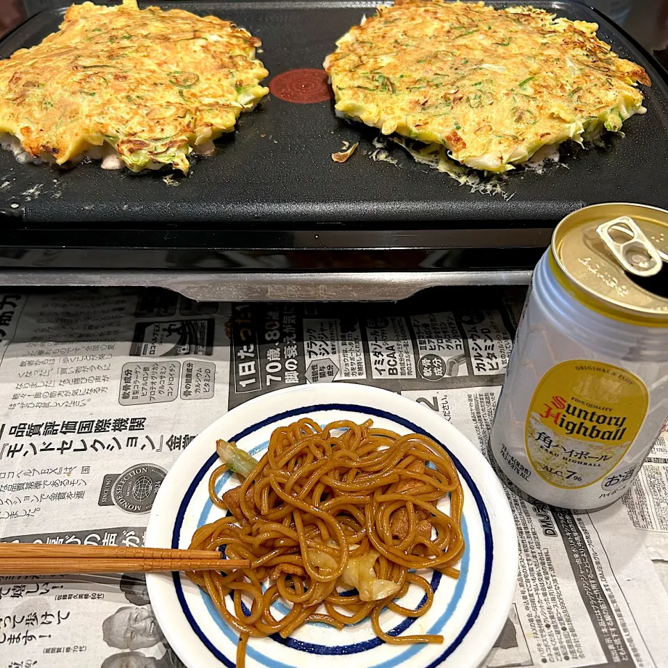 キャベツ高いけど食べたくなって、お好み焼き😋|すかラインさん