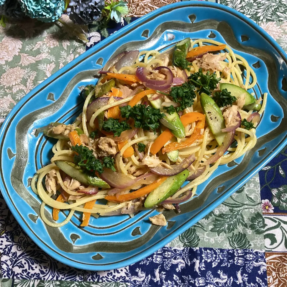 ツナと野菜のレモン醤油パスタ🍋|ringonamaさん