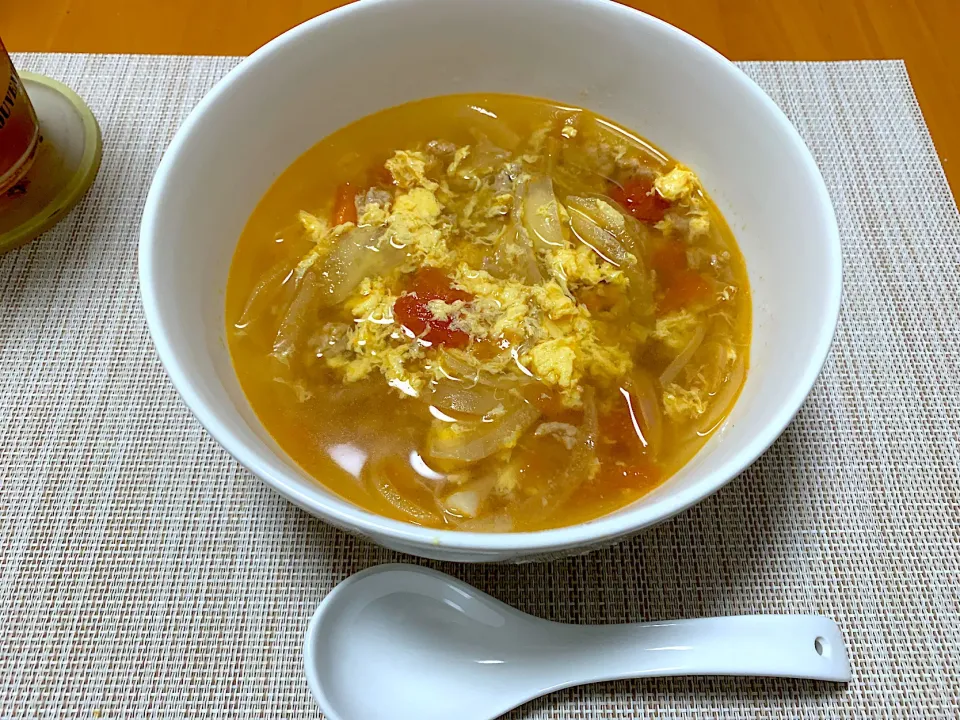 Snapdishの料理写真:トマトのかき玉スープ🍅🥚|めっちいさん