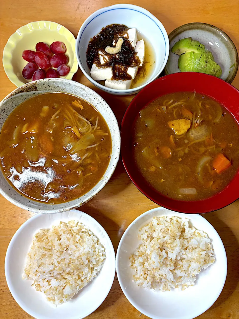 カレー蕎麦と玄米入りライス🍚|Makokoさん