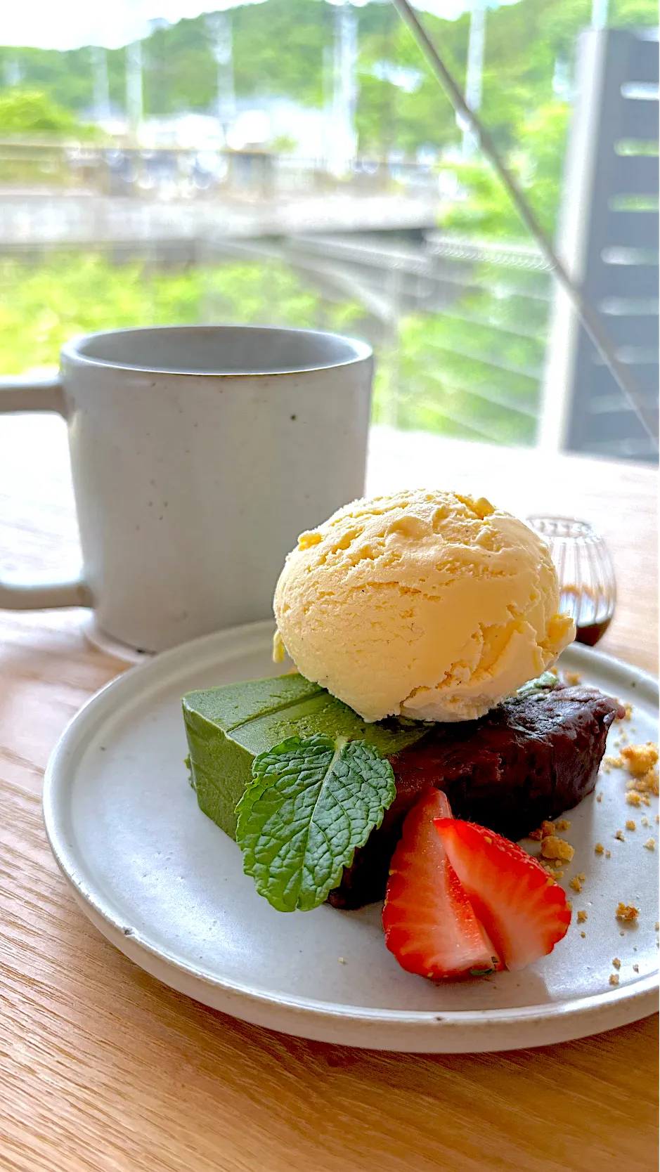 仙台秋保あんカフェにて。抹茶テリーヌ🍵|ちはるさん