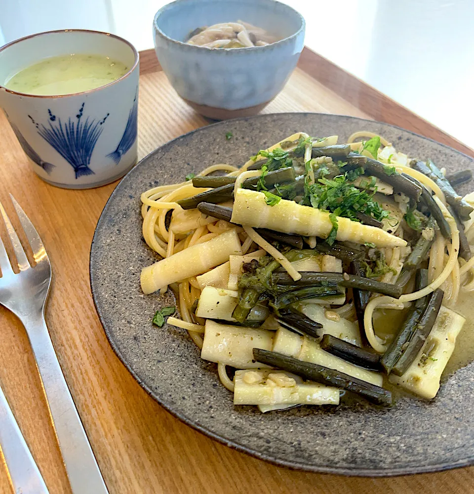 姫竹と蕨のバター醤油パスタ|pontalさん