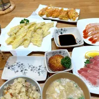 Snapdishの料理写真:6.５夕飯😊海鮮祭り気味です！|よこぴさん