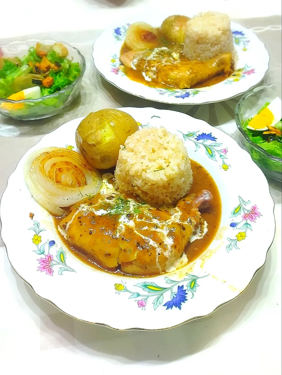 Snapdishの料理写真:スパイシーカレーチキンレッグ|みったんさん