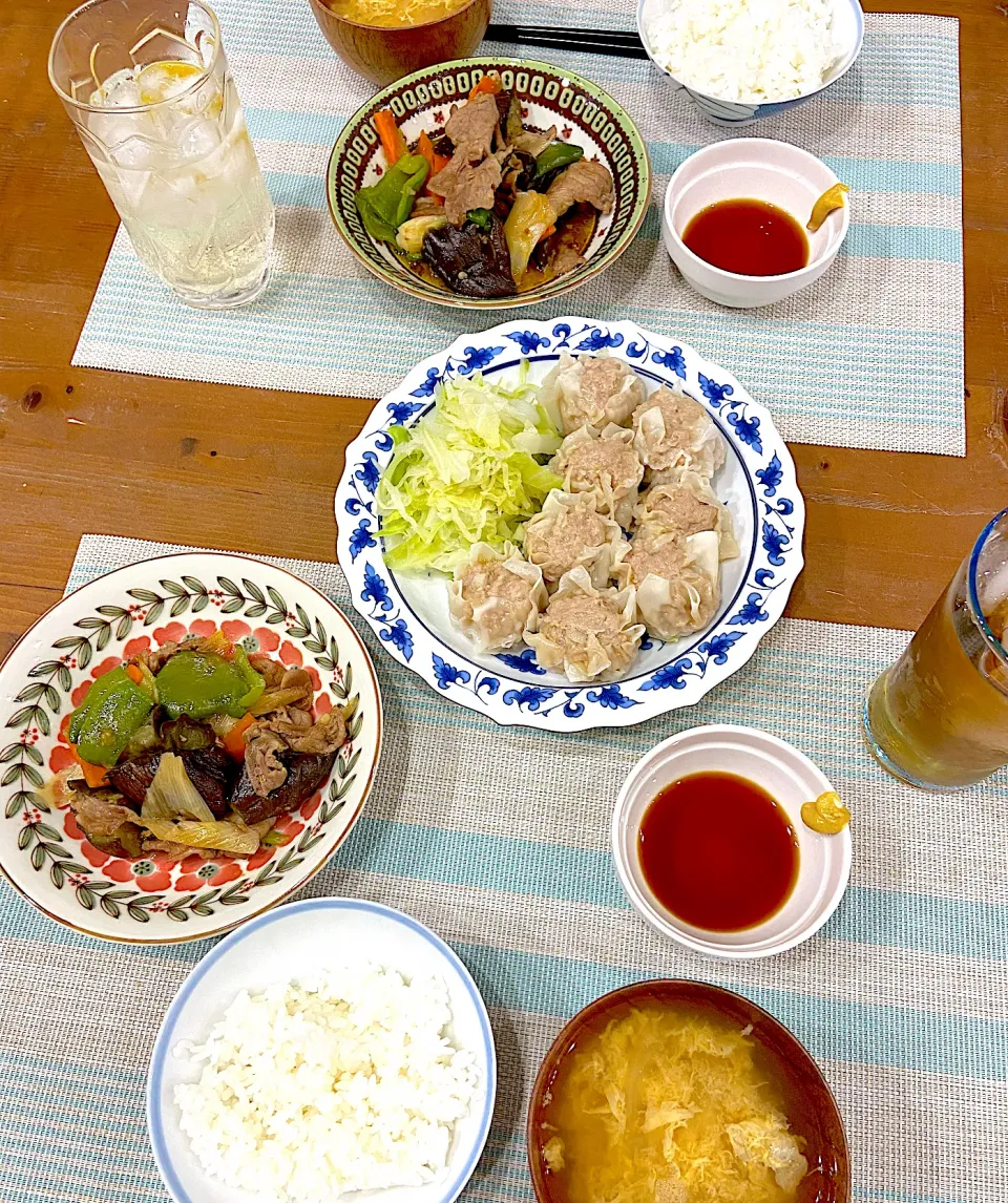 焼売と茄子味噌炒め|たむろんさん