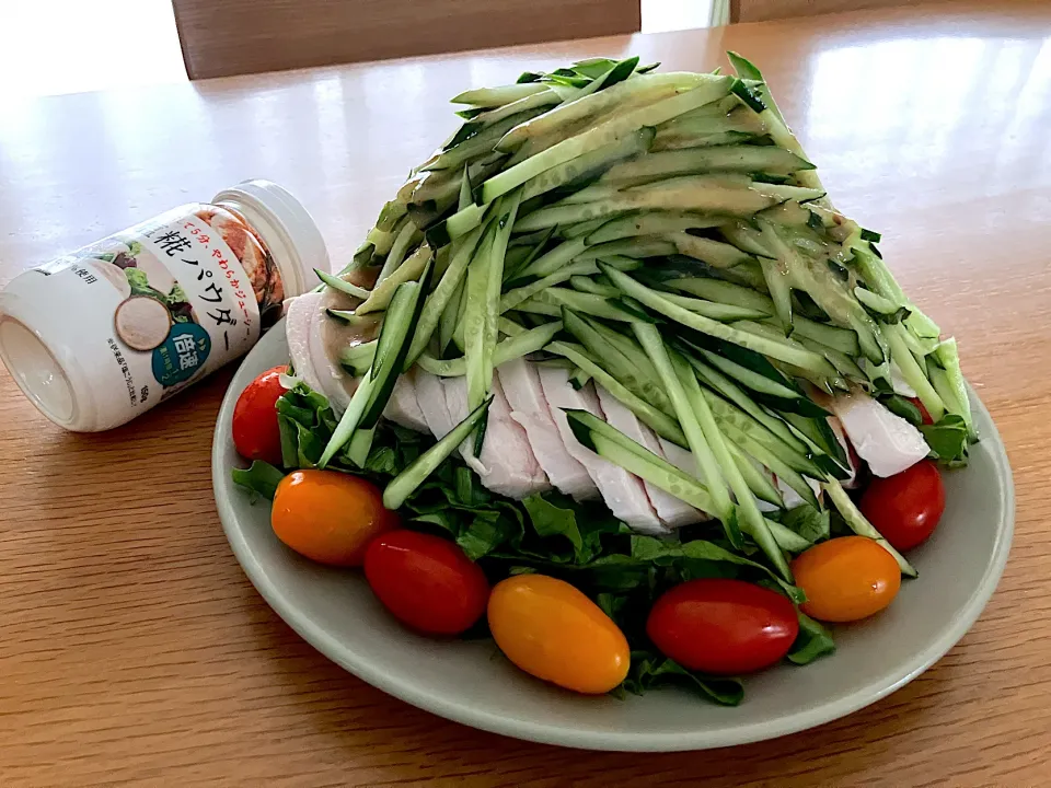 ＊時短バージョンしっとり鶏ハムde山盛り棒棒鶏サラダ🥗＊|＊抹茶＊さん