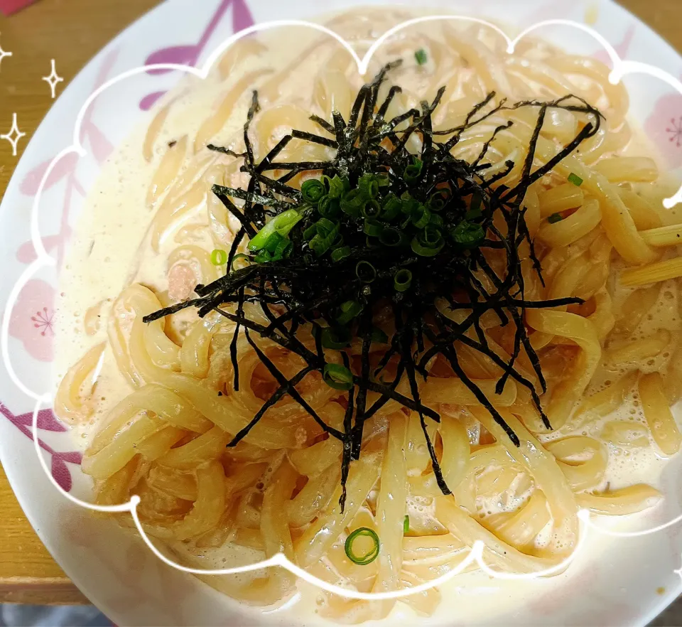 Snapdishの料理写真:タラコ(  ˙8˙  )クリームうどん‼️|miiina・＊・さん