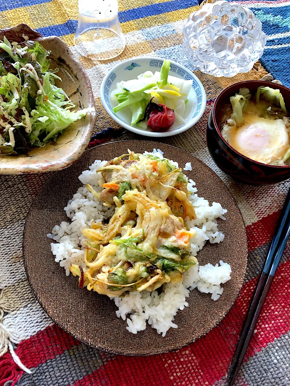 Snapdishの料理写真:豚かき揚げ丼ランチ☺️|Tina Tomoko😋さん