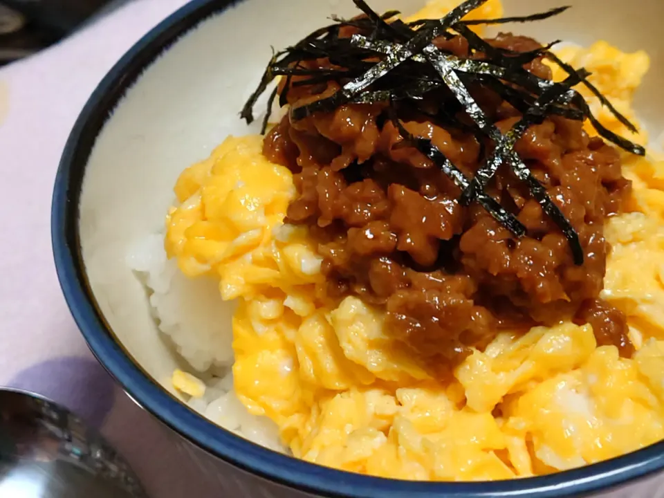 大豆のお肉を使っただいず肉みそ丼|こらそんさん