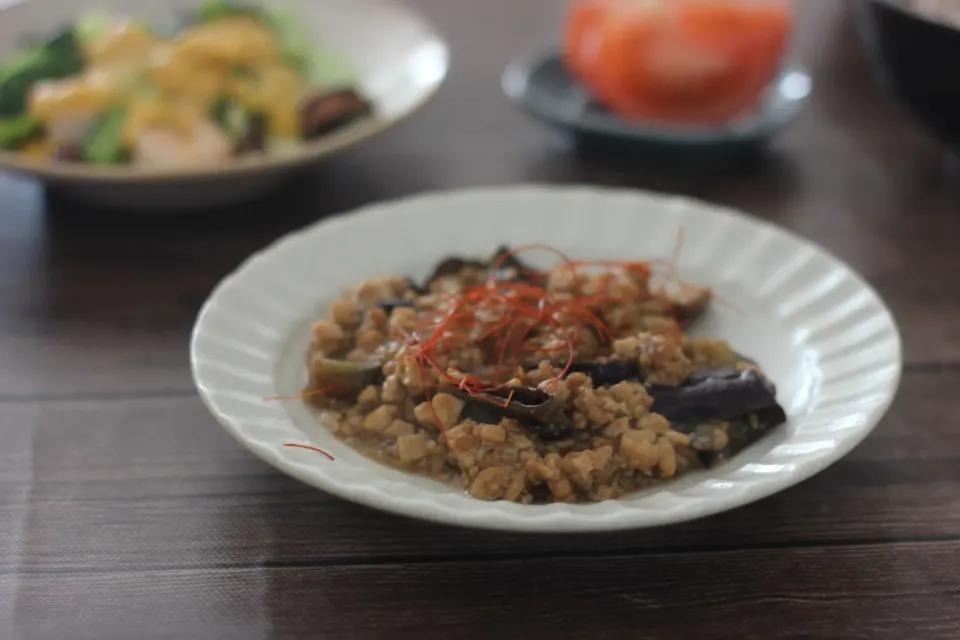 Snapdishの料理写真:生しょうゆ糀と甘酒で大豆ミートミンチの麻婆茄子|ちいさなしあわせキッチンさん