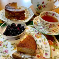 ティータイム➖紅茶のチーズケーキ、ブルーベリーソースのパンナコッタ