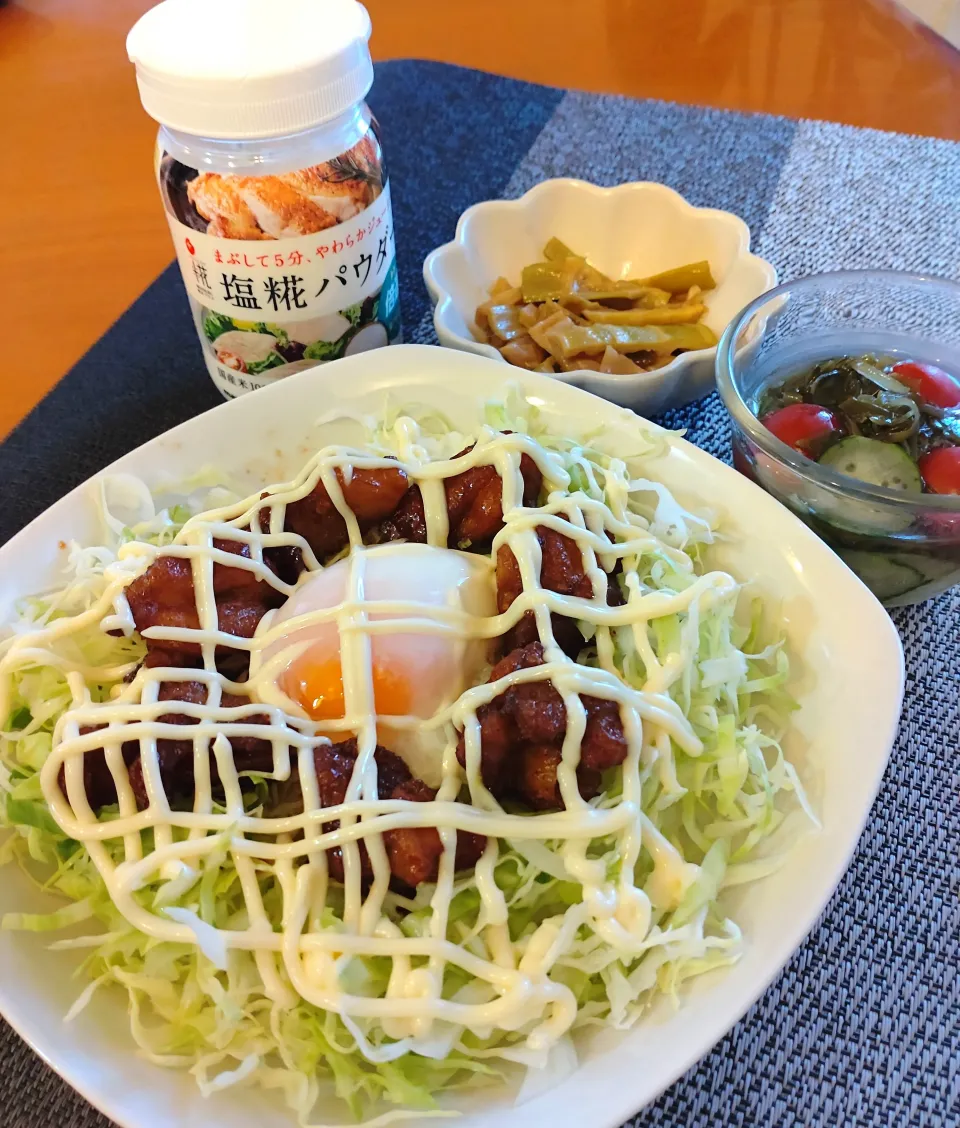 ☆唐揚げ丼
☆めかぶ＆キュウリ
☆ハッチクメンマ|chikakoさん