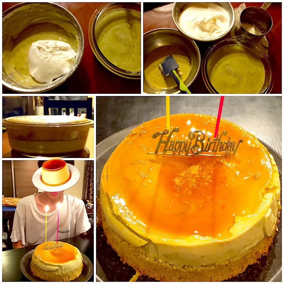 Snapdishの料理写真:Birthday Greentea pudding  cake🍮|🌈Ami🍻さん