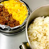 Snapdishの料理写真:大豆ミート二色丼|kurakusaさん