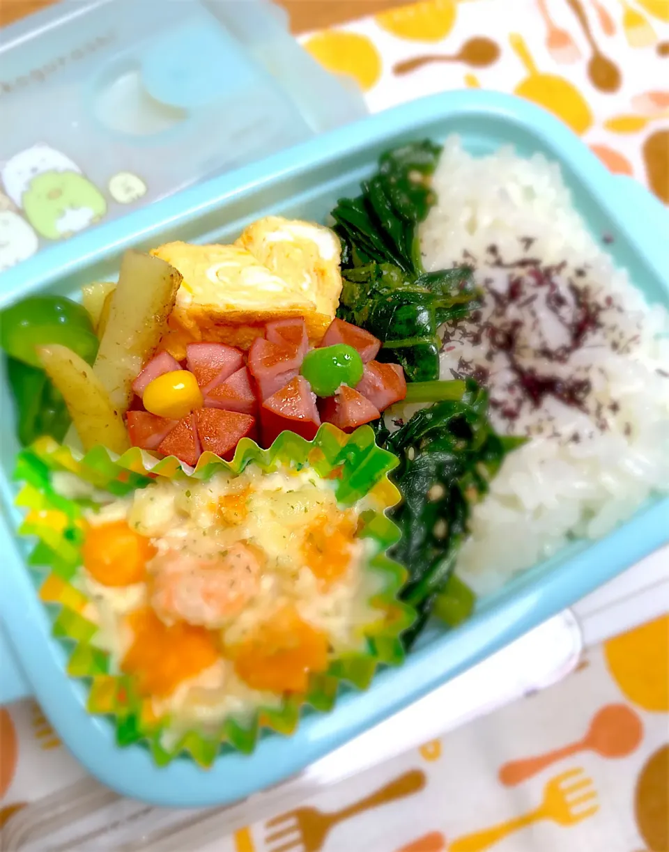 2024.6.12  ほうれん草のおひたしシャキシャキポテト弁当|ママさん