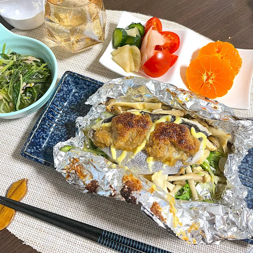 6/12晩ご飯：イサキの胡麻マヨホイル焼き|ななみんさん