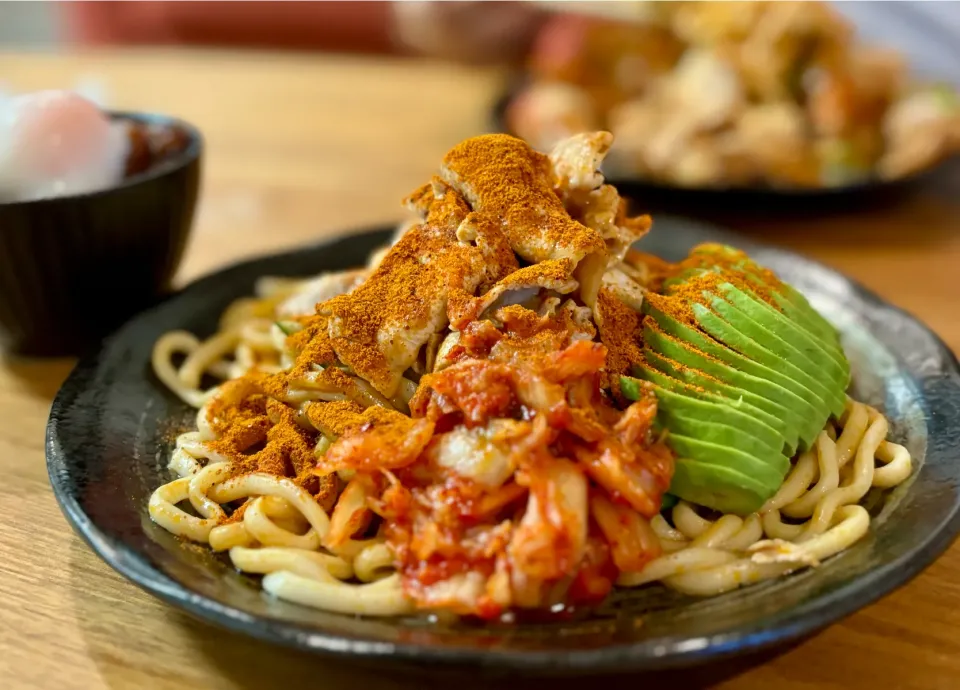 辛辛魚混ぜ麺の素を使って、豚しゃぶのっけ辛辛魚混ぜうどん|ふくすけ食堂さん