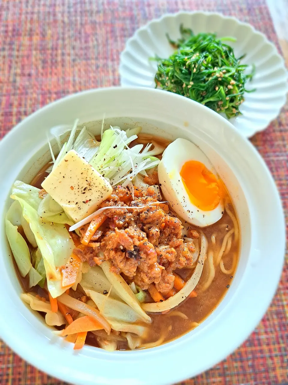 味噌ラーメン＆おかひじきのごま味噌和え|そらねこさん