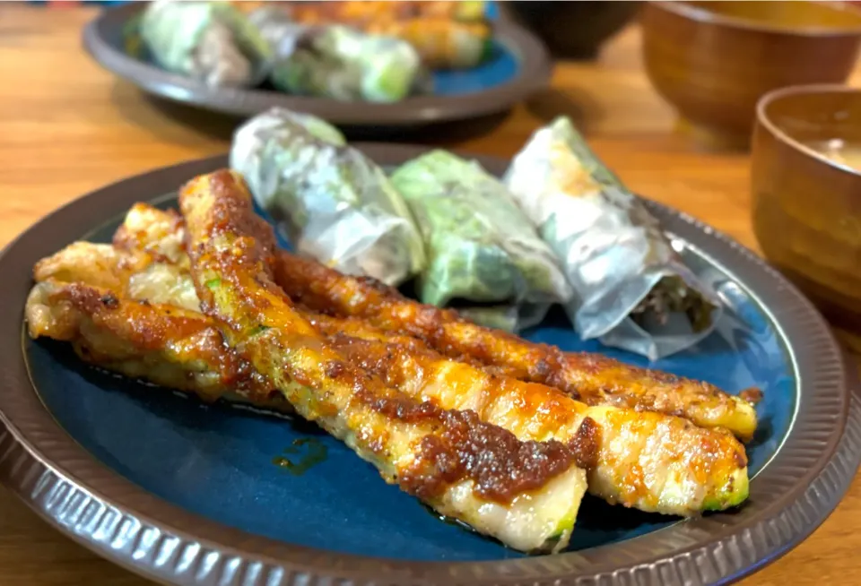 ズッキーニの肉巻き　焼肉風|ふくすけ食堂さん