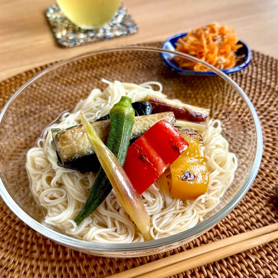 夏野菜の焼き浸し素麺|hiroさん