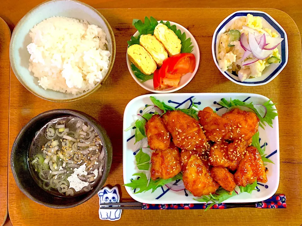 ごはんがめちゃくちゃ進む❣️ヤンニョムチキンの献立😋|すずさん