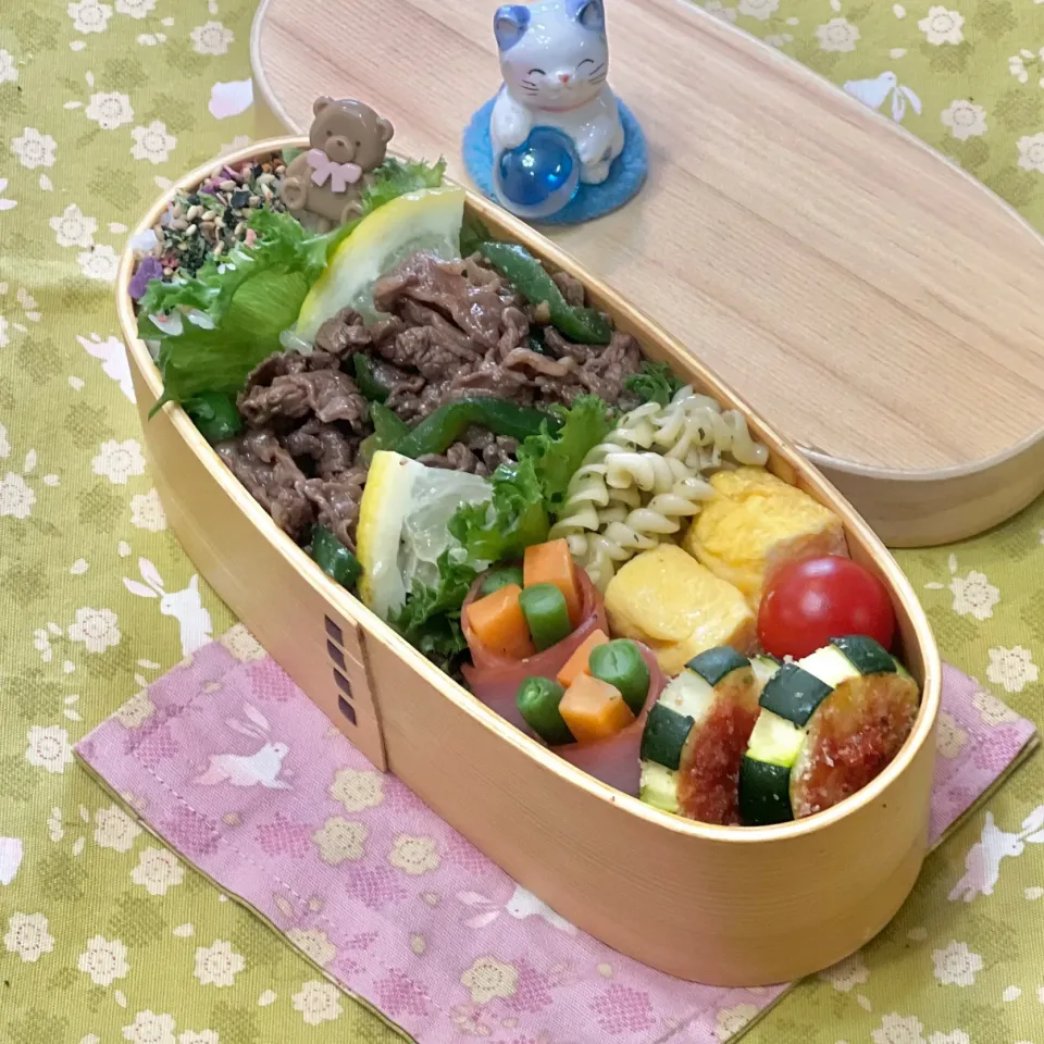 青椒肉絲の💙ちゃんお弁当　6/19水|sweet homeさん