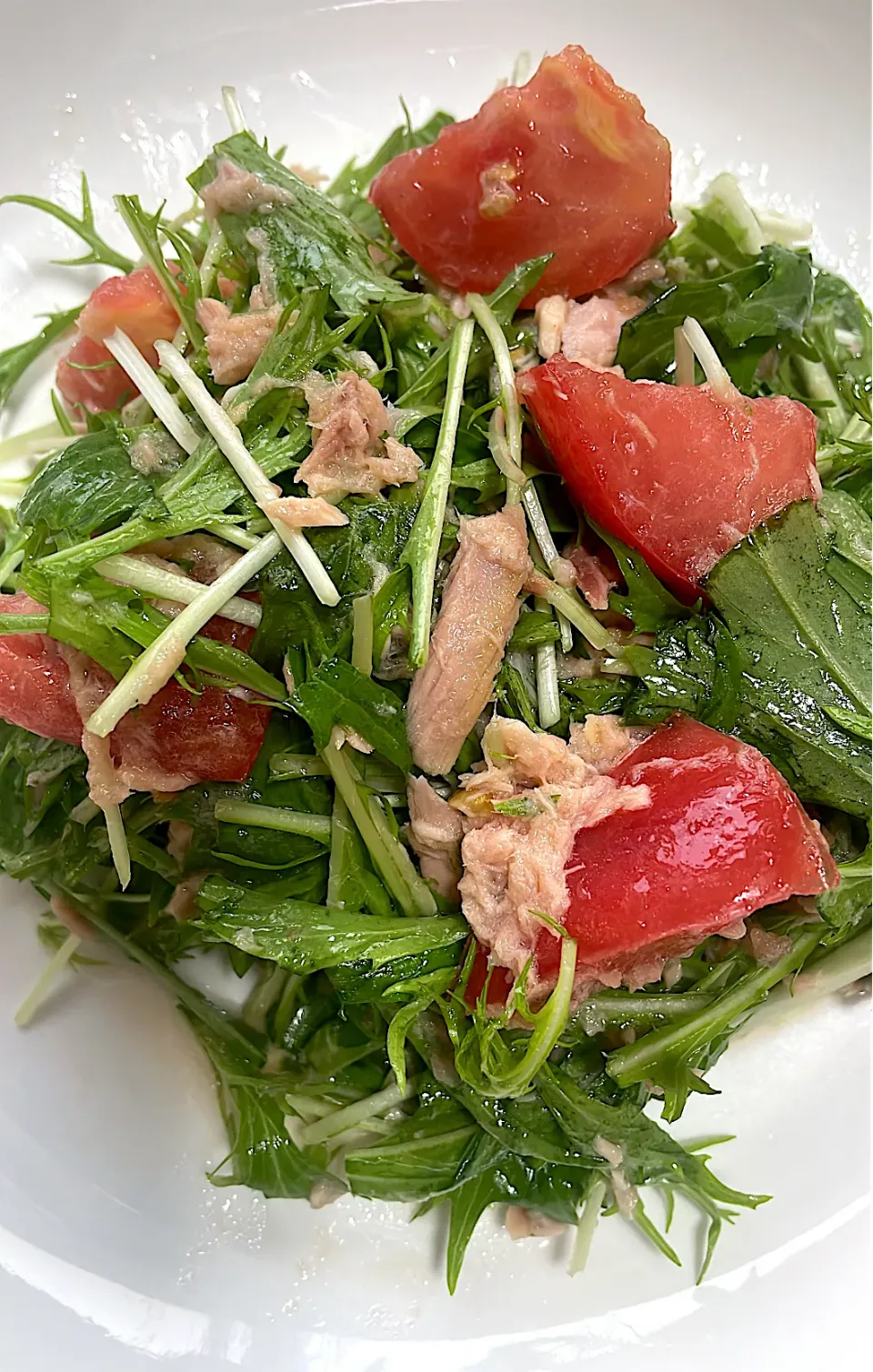 水菜とトマト🍅のツナサラダ|さっちーさん