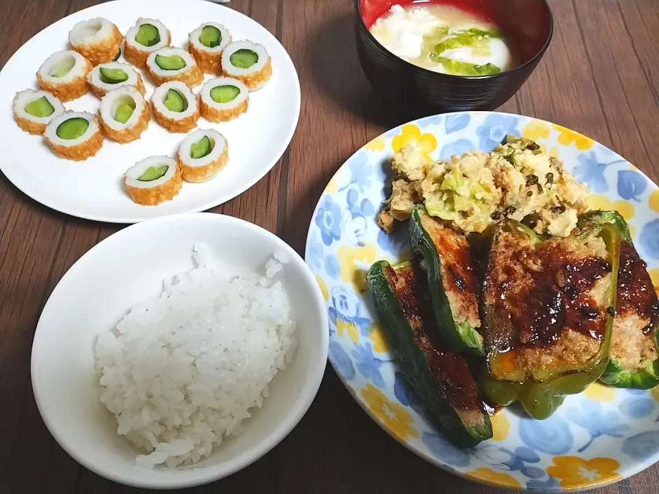 ピーマンの肉詰め
ちくきゅう
和風ポテサラ
レタスと卵の味噌汁|尚さん