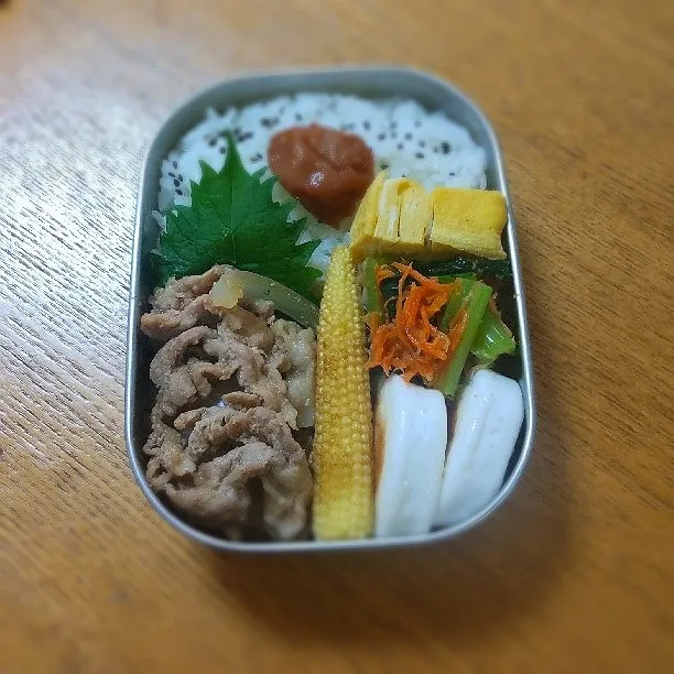 Snapdishの料理写真:6月20日お弁当
豚の生姜焼き
ヤングコーンのバター醤油
はんぺん
小松菜人参ナムル
卵焼き|シロクマさん