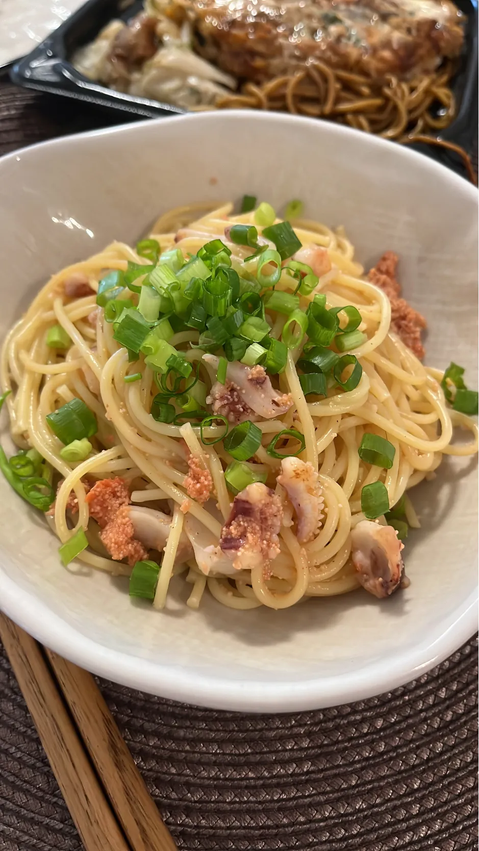 Snapdishの料理写真:いか明太パスタ|もぐ子〜痩せたいさん