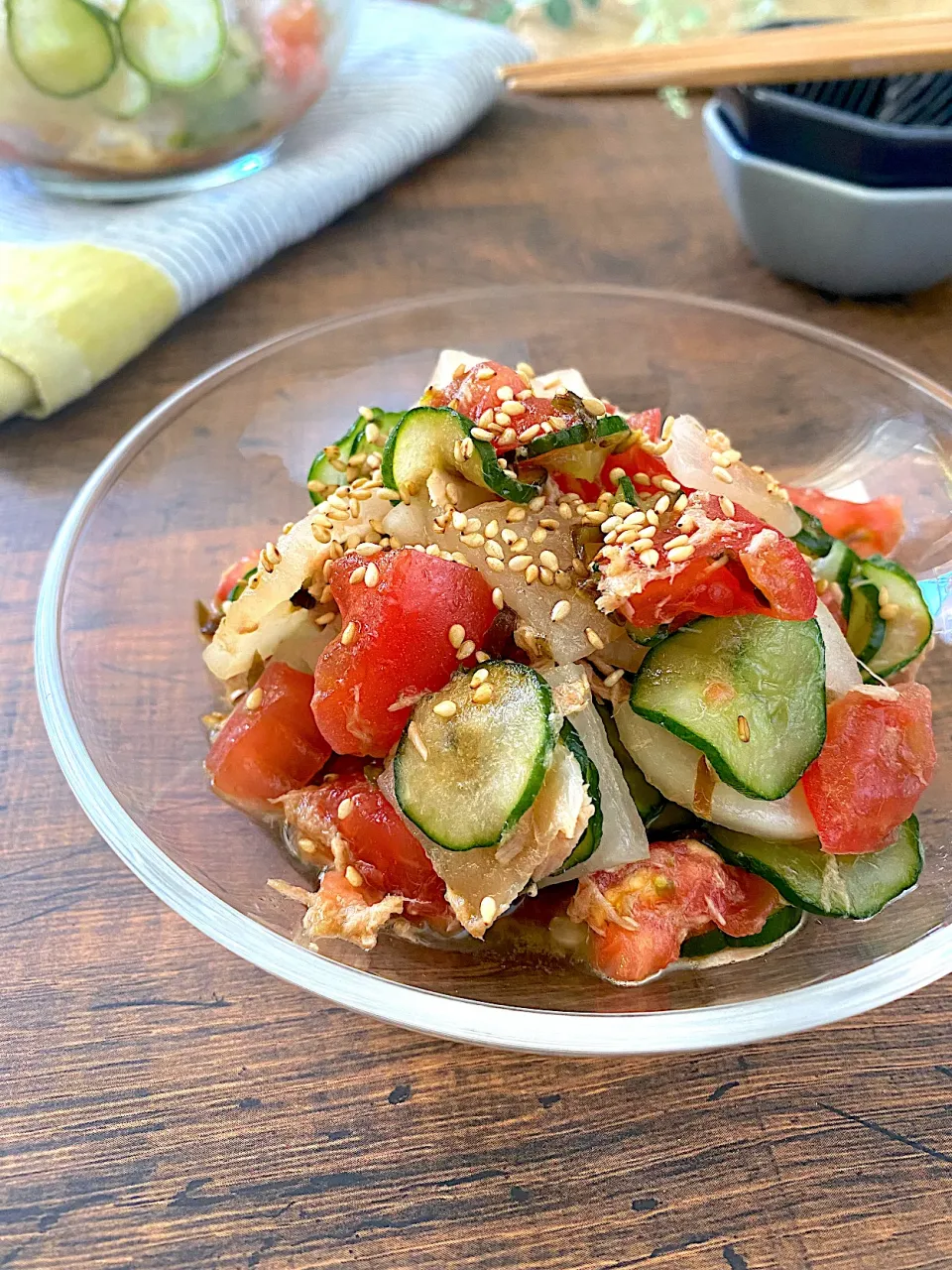 パリパリ野菜とトマトのツナ塩昆布|ちぐあささん