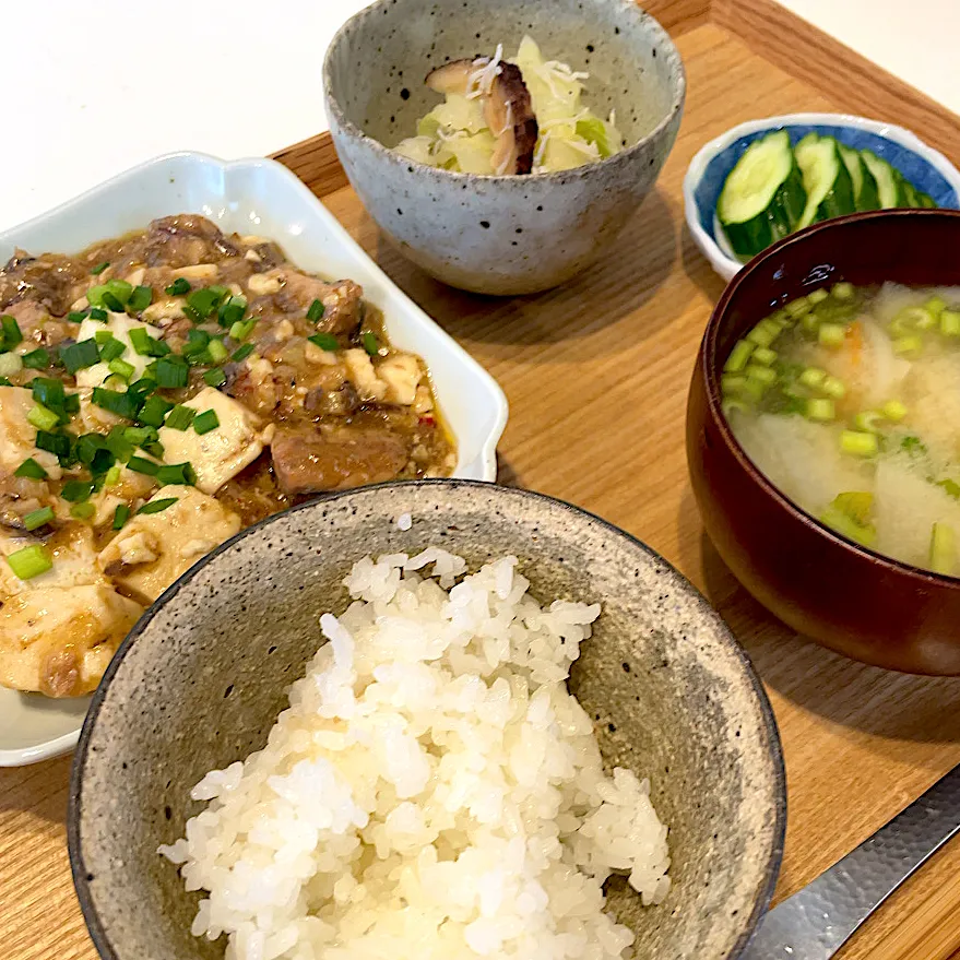 Snapdishの料理写真:鯖麻婆豆腐定食|pontalさん