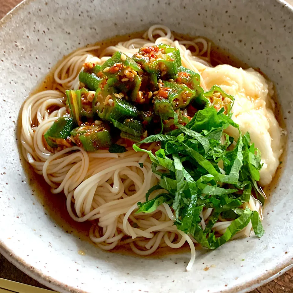 ピリ辛ネバネバ素麺|ユッキーさん