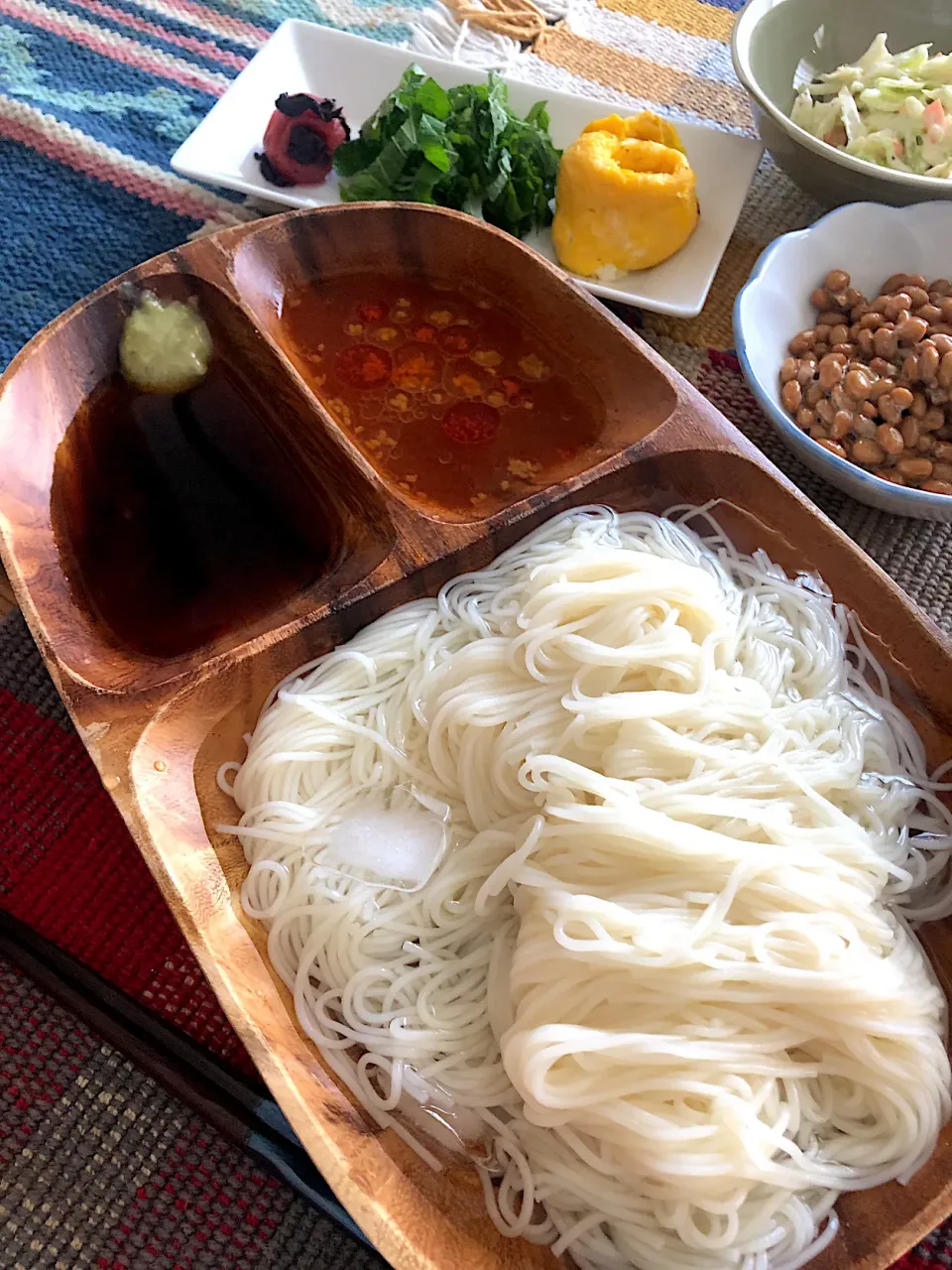 Snapdishの料理写真:2種のおつゆで頂くお素麺✨|Tina Tomoko😋さん