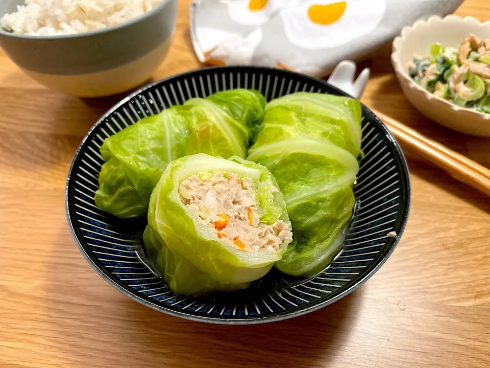 新玉ねぎたっぷりロールキャベツ|かぼちゃんさん