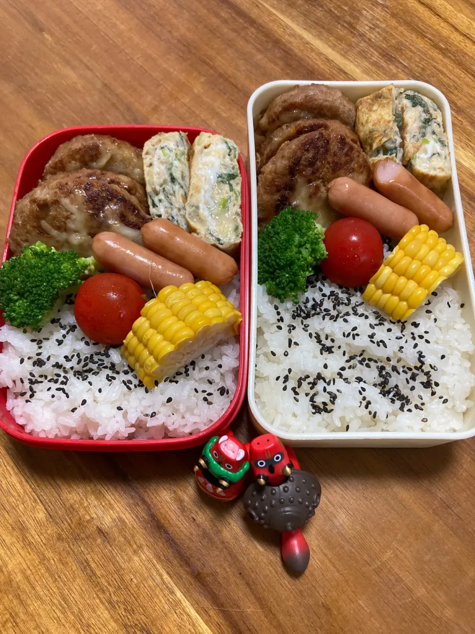 チーズハンバーグ、ネギ紫蘇茗荷白出汁卵焼き弁当|tororoimoさん