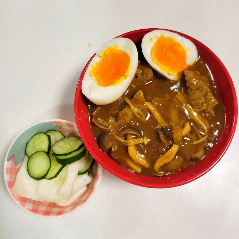 キノコカレーとかぶとキュウリの浅漬け|waiwaiさん