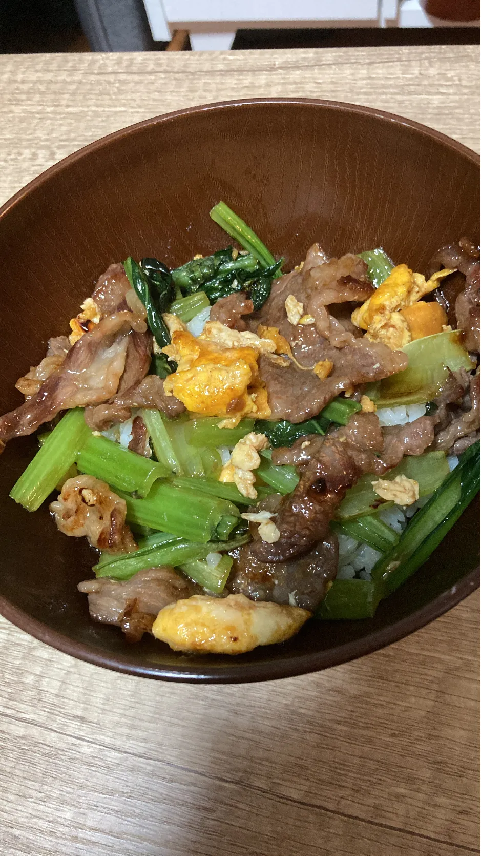 小松菜牛肉卵いため丼|アラサーOL腸活中！！さん